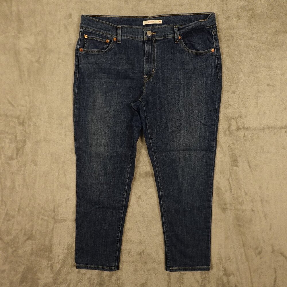 Levi's jeans Boyfriend high rise crop women's 32 blue denim red tab